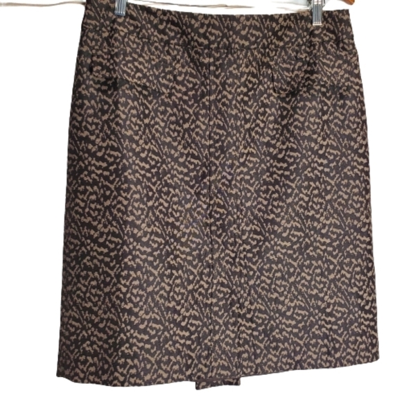 Ann Taylor Brown Animal Print A Line Business Career Skirt Size 12 - Picture 1 of 11